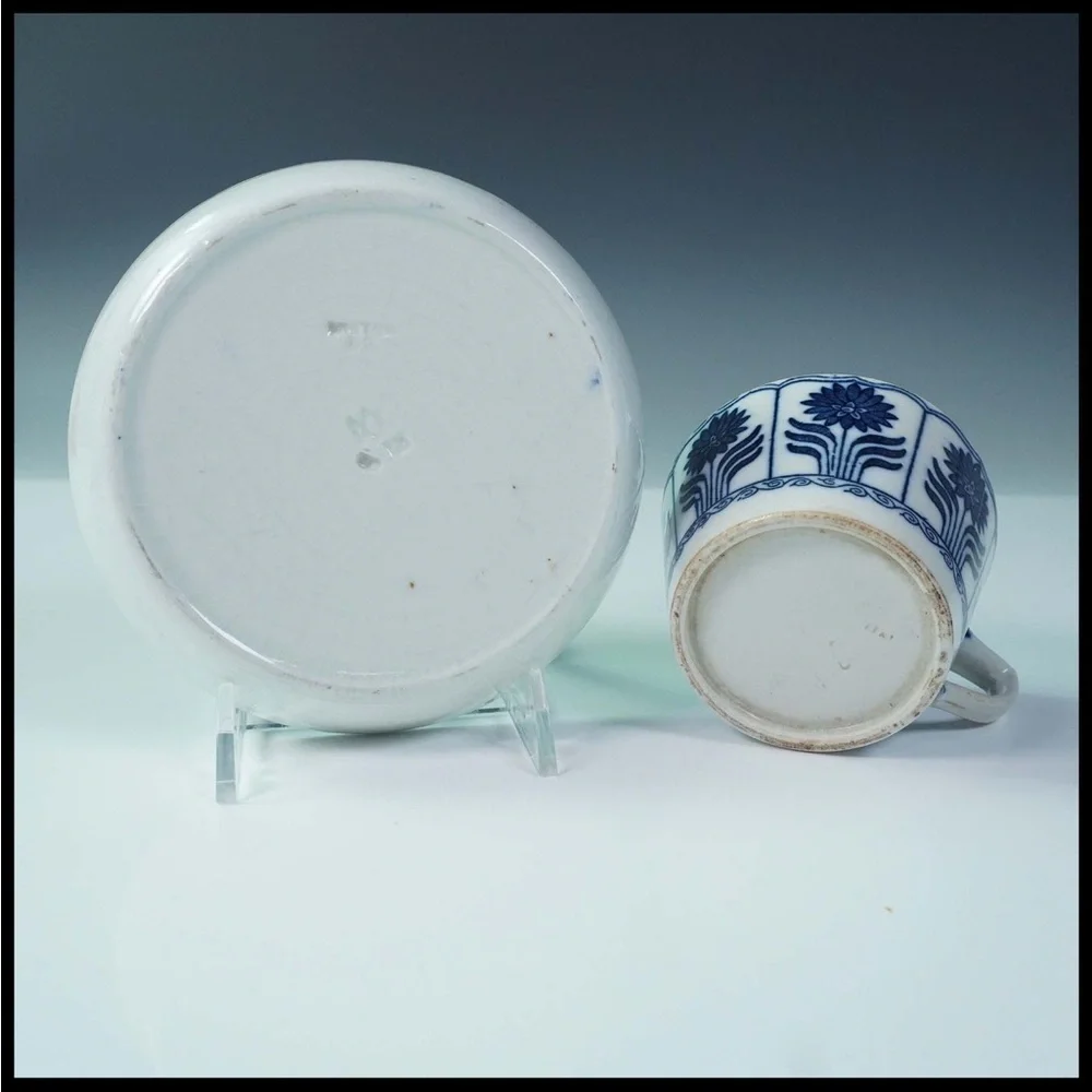 Antique Arita/Seto Export Porcelain Floral Panel Motif Cup & Saucer